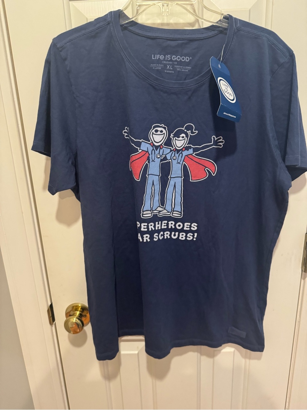 Life is Good Navy 'Superheroes Wear Scrubs' Graphic Tee unisex